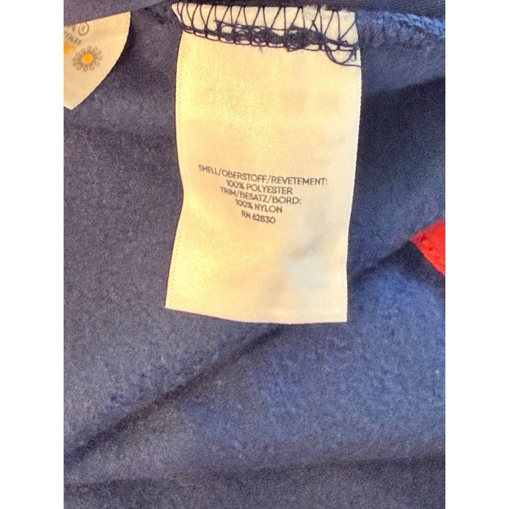 Lands End Mens Fleece Pullover Colorblock Snap Neck Teal Navy Red Large L 42-44 - Picture 5 of 6